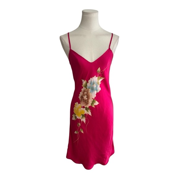 100% Silk Robe & Slip Dress Pink Bird Floral Luxury Shusimai Japan Silky S M Set - Picture 2 of 10